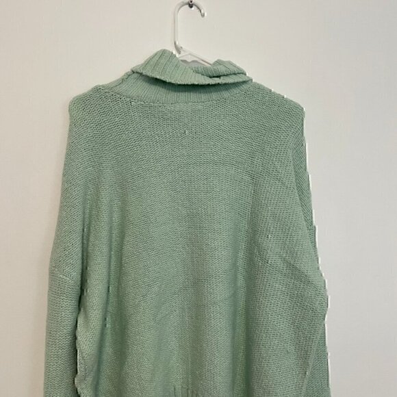BP NORDSTROM Cozy Cable Knit Turtleneck Sweater Mint Green Chunky Knit Winter L - Picture 12 of 13